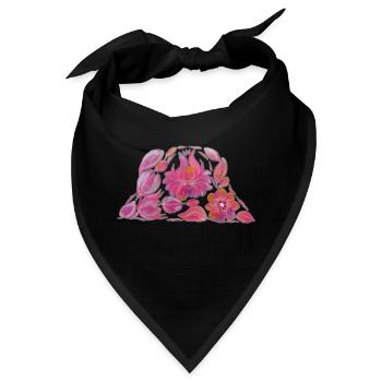 Rosa Eimerhut. Petrykivka Malerei. UA KUNST. - Bandana - Schwarz - Vorne