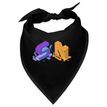 SasuNaru Buchstaben in Lila und orange - Narusasu - Bandana - Schwarz - Vorne