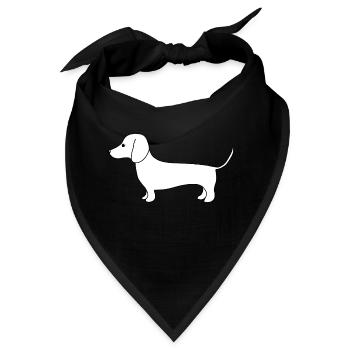 Niedlicher Dackel feine Linienkunst auf Weiß - Bandana - Schwarz - Vorne