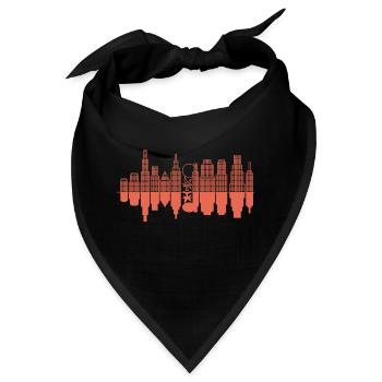 Eine Stadtsilhouette + ein Baum - Rot - Bandana - Schwarz - Vorne