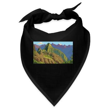 Machu Picchu, Peru - Pixel Art - Bandana - Schwarz - Vorne