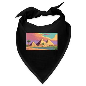 Gizeh, Ägypten - Pixel Art - Bandana - Schwarz - Vorne