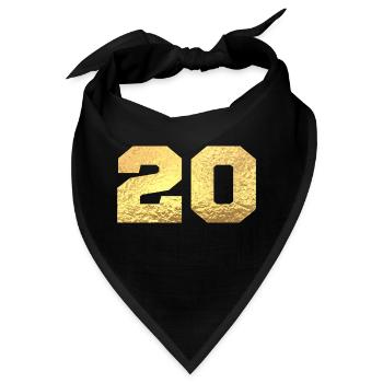 Nummer 20 Gold Glitter - 20-jähriges Jubiläum - Bandana - Schwarz - Vorne