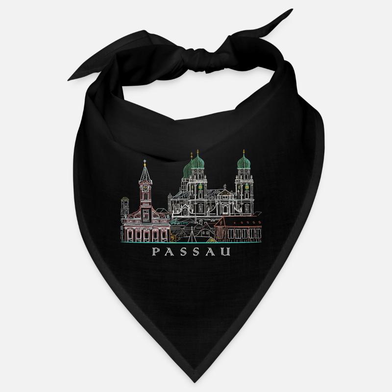 Passau Danube View, Bavaria, Germany, Drawing Bandana