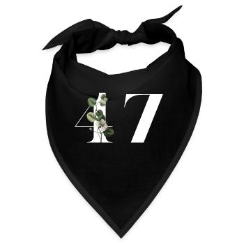 Nummer 47 Blumengrün - 47. Blumengeburtstag - Bandana - Schwarz - Vorne
