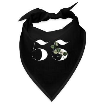 Nummer 55 Blumengrün - 55. Blumengeburtstag - Bandana - Schwarz - Vorne