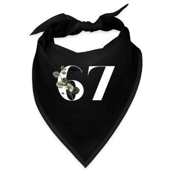 Nummer 67 Blumengrün - 67. Blumengeburtstag - Bandana - Schwarz - Vorne