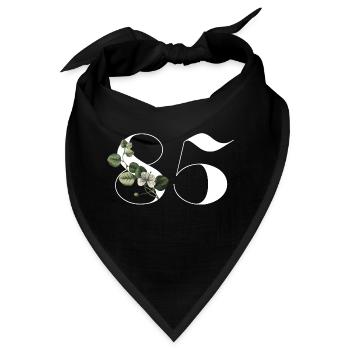 Nummer 85 Blumengrün - 85. Blumengeburtstag - Bandana - Schwarz - Vorne
