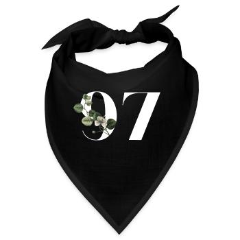 Nummer 97 Blumengrün - 97. Geburtstag Blumen - Bandana - Schwarz - Vorne