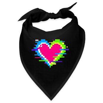 Pixelherz Neon Glitch Regenbogen - Bandana - Schwarz - Vorne
