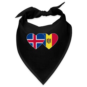 Island Moldawien Flagge Herz - Bandana - Schwarz - Vorne