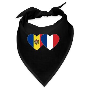 Moldawien Frankreich Flagge Herz - Bandana - Schwarz - Vorne