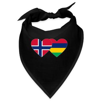Norwegen Mauritius Flagge Herz - Bandana - Schwarz - Vorne