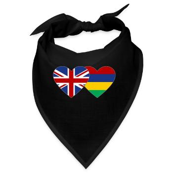 England Mauritius Flagge Herz - Bandana - Schwarz - Vorne