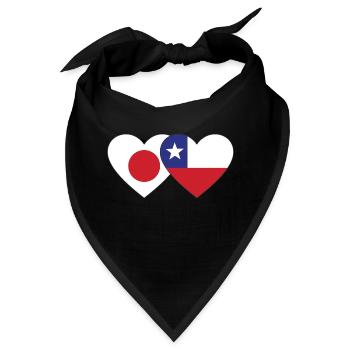 Japan Chile Flagge Herz - Bandana - Schwarz - Vorne
