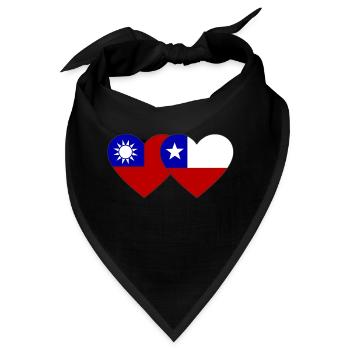 Taiwan Chile Flagge Herz - Bandana - Schwarz - Vorne