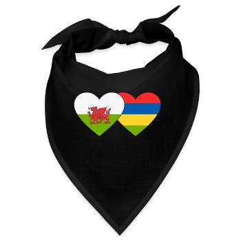 Wales Mauritius Flagge Herz - Bandana - Schwarz - Vorne