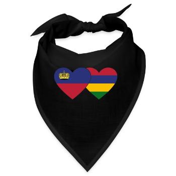 Liechtenstein Mauritius Flagge Herz - Bandana - Schwarz - Vorne