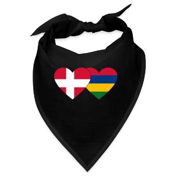 Dänemark Mauritius Flagge Herz - Bandana - Schwarz - Vorne