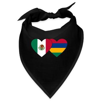 Mexiko Mauritius Flagge Herz - Bandana - Schwarz - Vorne