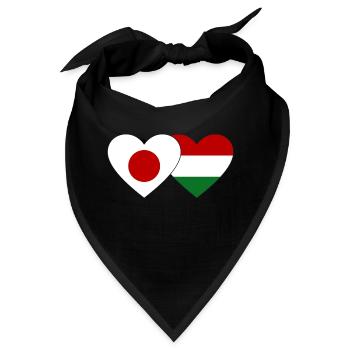 Japan Ungarn Flagge Herz - Bandana - Schwarz - Vorne