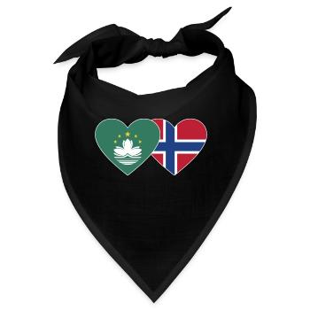 Macau Norwegen Flagge Herz - Bandana - Schwarz - Vorne