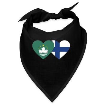 Macau Finnland Flagge Herz - Bandana - Schwarz - Vorne
