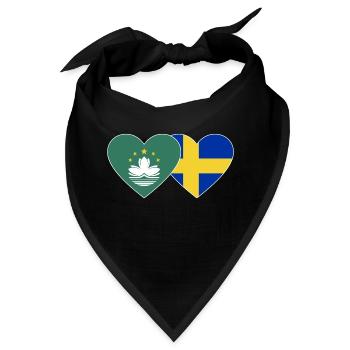 Macau Schweden Flagge Herz - Bandana - Schwarz - Vorne