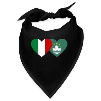 Italien Macau Flagge Herz - Bandana - Schwarz - Vorne