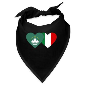 Macau Italien Flagge Herz - Bandana - Schwarz - Vorne