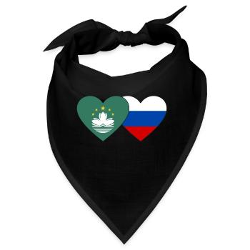 Macau Russland Flagge Herz - Bandana - Schwarz - Vorne
