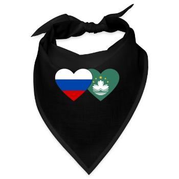 Russland Macau Flagge Herz - Bandana - Schwarz - Vorne