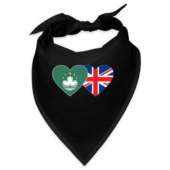 Macau Großbritannien Flagge Herz - Bandana - Schwarz - Vorne