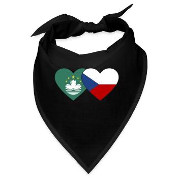 Macau Tschechien Flagge Herz - Bandana - Schwarz - Vorne