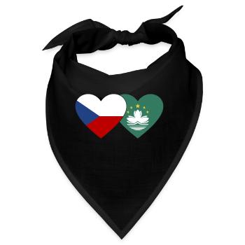 Tschechien Macau Flagge Herz - Bandana - Schwarz - Vorne