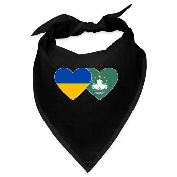 Ukraine Macau Flagge Herz - Bandana - Schwarz - Vorne