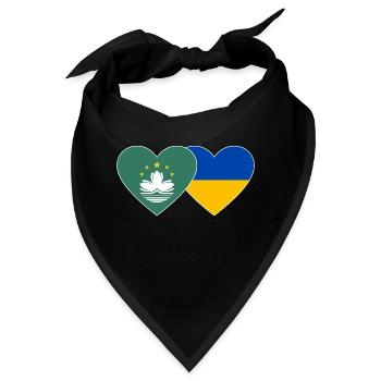 Macau Ukraine Flagge Herz - Bandana - Schwarz - Vorne