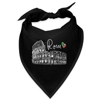 Handgezeichnetes Kolosseum Rom Weiß auf Schwarz - Bandana - Schwarz - Vorne