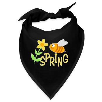 Fröhliche Bienchen mit Blumenmotiv - Bandana - Schwarz - Vorne