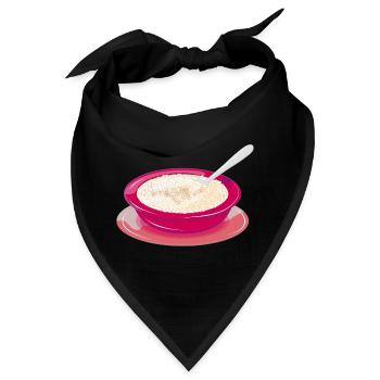 Milchreis in knalligem Teller – Süßes Genussmotiv - Bandana - Schwarz - Vorne