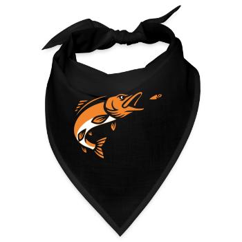 Hecht Raubfisch Sprung Silhouette - Bandana - Schwarz - Vorne