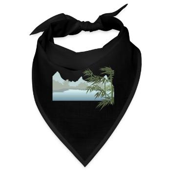 Flusslandschaft mit Palmenblätter - Bandana - Schwarz - Vorne