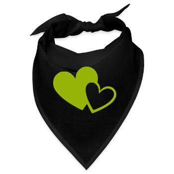 grünes Herz grün grüne Herzen Herzmuster - Bandana - Schwarz - Vorne