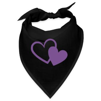 violettes Herz zwei violette Herzen Geschenk  - Bandana - Schwarz - Vorne
