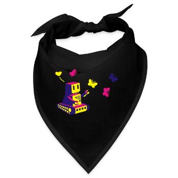 robot loves butterflies - Bandana - Schwarz - Vorne