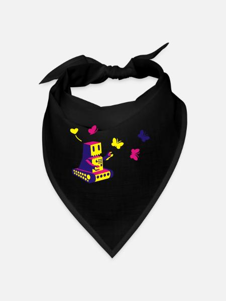 robot loves butterflies - Bandana - Schwarz - Vorne