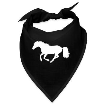 Galoppierendes Pferd - White Weiß Silhouette - Bandana - Schwarz - Vorne