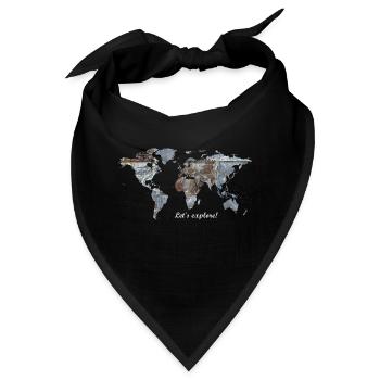 Weltkarte - Let's explore! - Bandana - Schwarz - Vorne