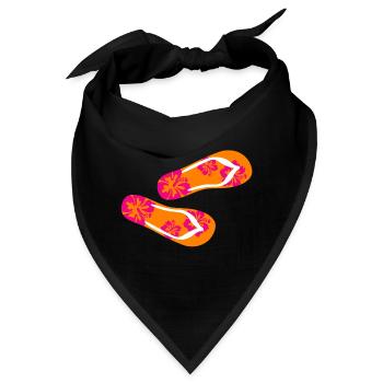 Badelatschen Hibiskus Flip Flops Sommer Urlaub Fun - Bandana - Schwarz - Vorne