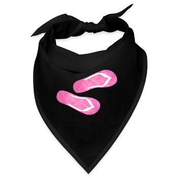 Flip Flop Latschen Plüsch Fell flauschig rosa pink - Bandana - Schwarz - Vorne